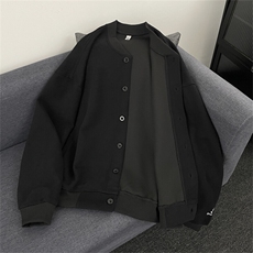 春秋季纯色简约外套潮流新款宽松休闲百搭棒球服外套，男装卫衣，星座410-7