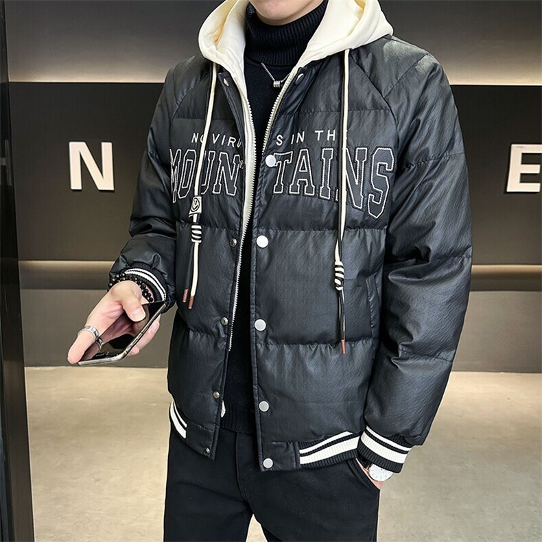 2025新款男士羽绒服假两件连帽外套B240-Y8065-P215微宽松版型,男装羽绒服,电商B240