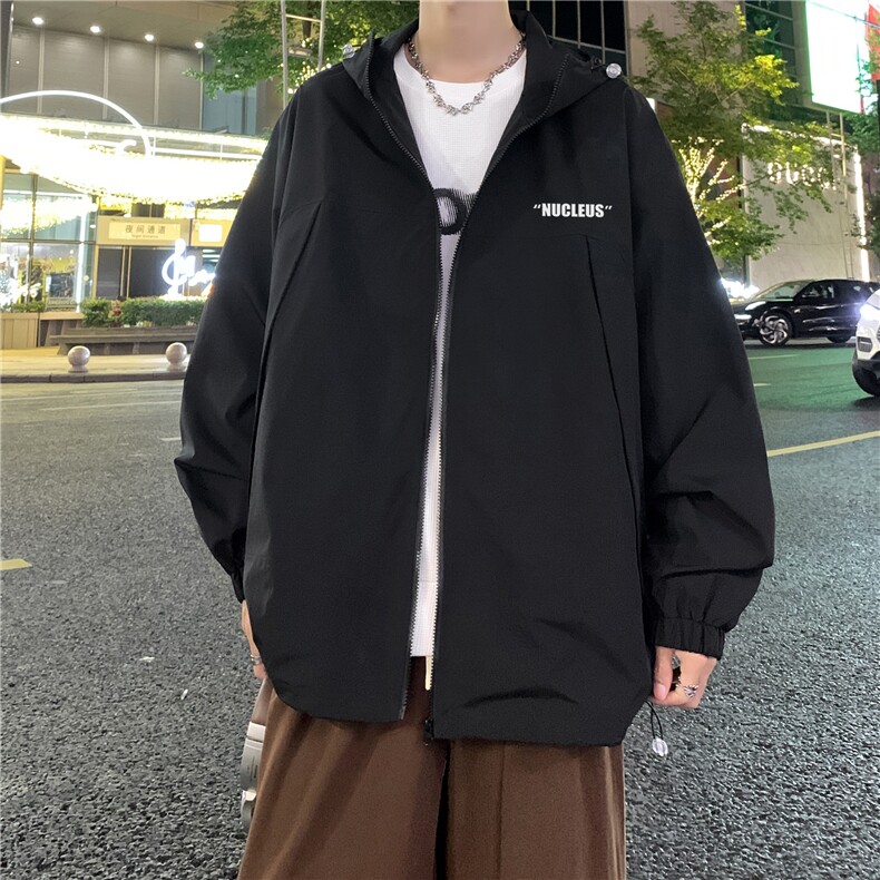 港风夜景秋款字母印花时尚连帽冲锋衣夹克A47-F83807P75控98,男装夹克,电商A247