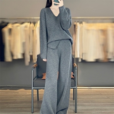 2025年时尚百搭通勤简约通勤简约V领侧开叉套装，女装套装/套裙，暖思雅