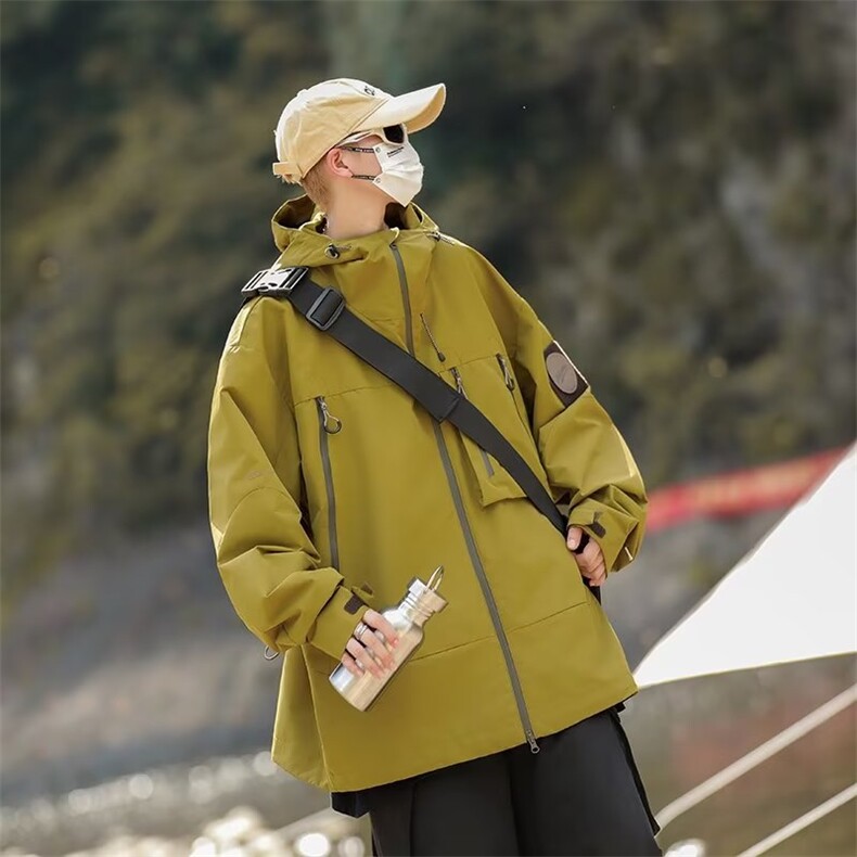 美式机能户外连帽冲锋衣外套男春秋新款山系防水防风B681-P68,女装短外套,星座1109-3