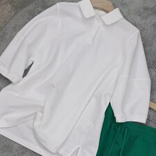 现货，夏装新款，泡泡袖POLO衫，女装衬衫，素墨