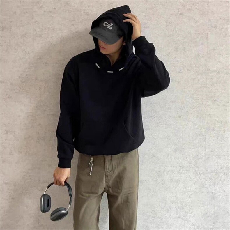 抖音得物高品质秋冬美式高街重磅结构金属装饰连帽卫衣外套XS104，男装卫衣，电商A486