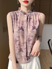 夏季轻薄开衫薄款无袖宽松女针织衫半高圆领，女装针织衫/毛衣，绒宛羊绒