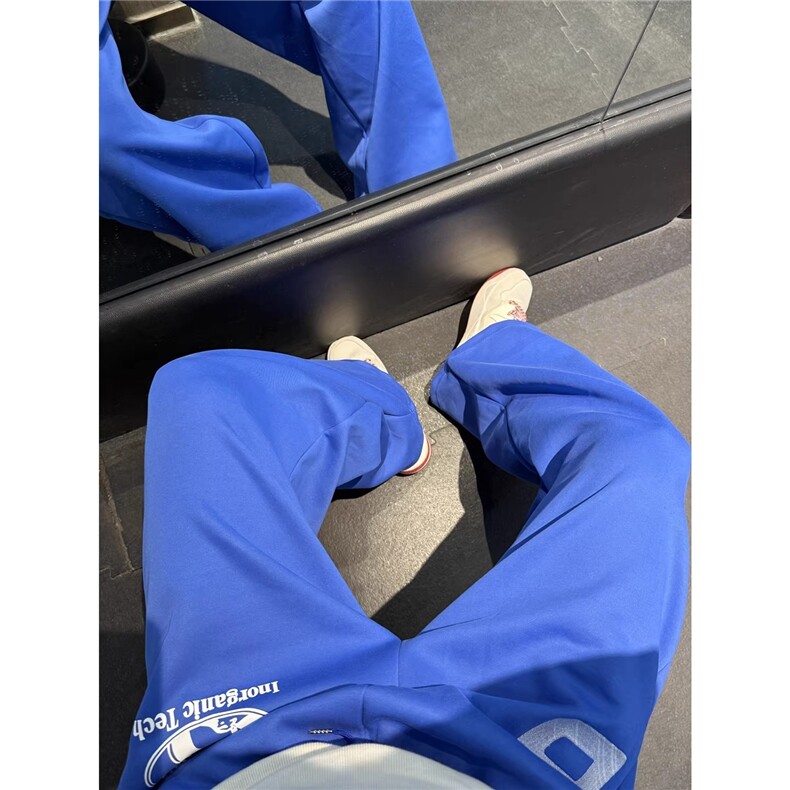 美式刺绣蓝色健身裤子男秋冬训练运动厚棉裤cleanfit直筒阔腿弯刀,男装棉裤,星座1210-1
