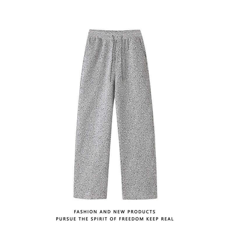 深度库存春装新款斜条纹银丝宽松阔腿休闲裤男裤运动裤K10217-P30，女装休闲裤，电商A099