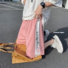 夏季条纹拼接短裤宽松直筒五分裤DK619XZ1004-1P28控38，男装休闲裤，星座715
