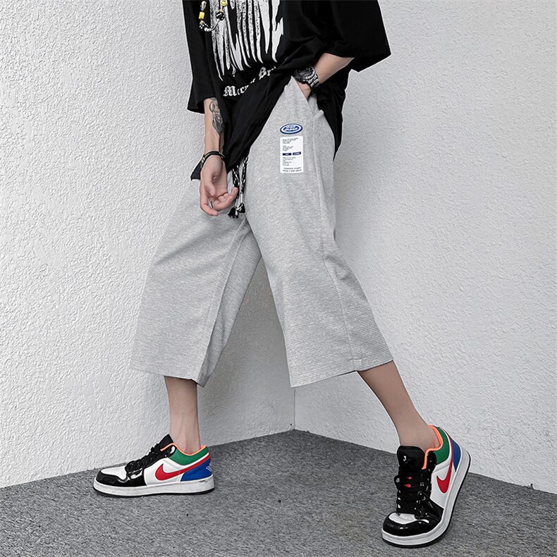 2023夏装新款港风青少年学生华夫格七分裤子B221-LK22019-P45,男装休闲裤,电商B221