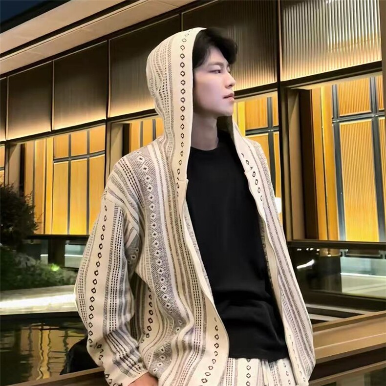 复古小众设计感双拉链针织衫毛衣男女cleanfit连帽开衫外套上衣潮,男装针织衫/毛衣,四季星座505