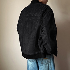 现货鹿皮绒夹克外套宽松休闲绣花棒球服男A351-AJ2595-特批P95，男装夹克，电商A351