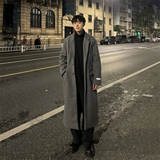 （加棉）韩系中长款呢子大衣cleanfit过膝加长风衣外套Y905-P135，男装风衣，星座1004-3