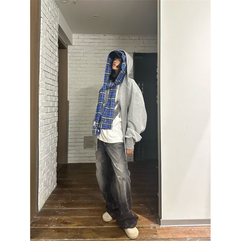 【有货】假两件格子拼接卫衣男款设计感连帽开衫外套JL97HH-特P68,男装卫衣,星座1007（原301D）