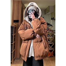 日系气质假两件棉服男冬季加厚连帽棉衣秋冬宽松棉袄外套M570，男装棉衣，星座1116A-1（原606A）