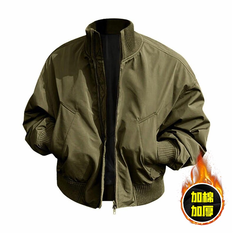 棉衣5W件现货冬季美拉德立领飞行夹克廓形高街棒球服加棉加厚外套，男装夹克，电商A486