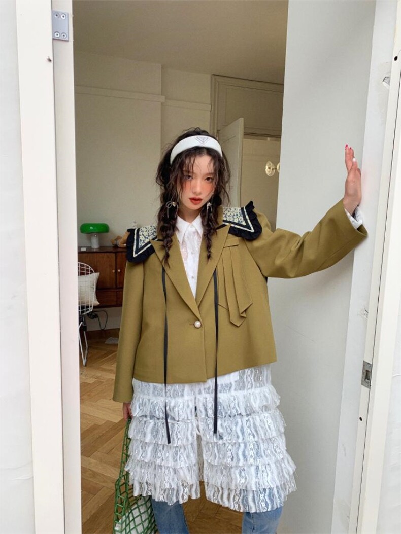 俏皮姜黄西装外套，女装西装，YOUER DENG