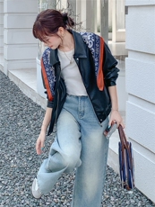 《档口现货》2026秋上新超柔软蛋白皮外套配丝巾气质皮衣小外套女，女装皮衣，时尚风爆