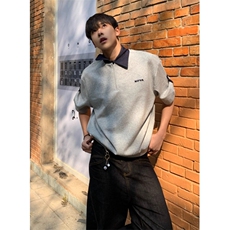 美式复古假两件翻领拼接半拉链polo衫短袖T恤男T0008，男装T恤，星座1116A（原606A-3）