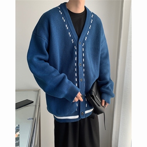 日系线性开衫潮流宽松加厚针织衫外套男T740-P75图片