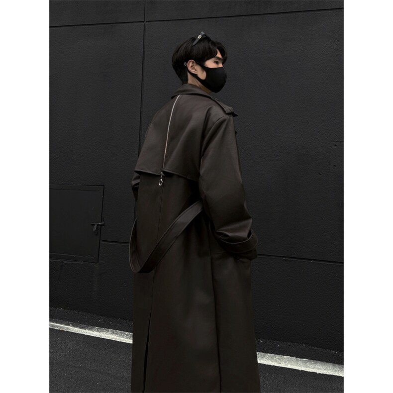 1303B-PFY01-P168258现货长款风衣结构设计皮衣，男装风衣，星座1303B