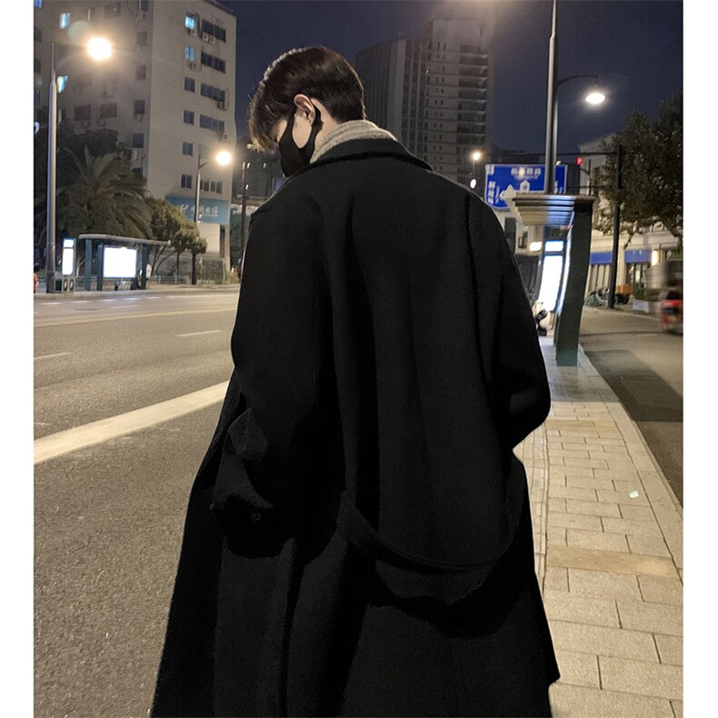 517A-8-Y65-P128现货高品质韩系中长款腰带毛呢大衣风衣外套,男装风衣,星座517A-8（原B282）