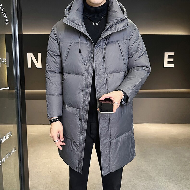 店主风新款2025冬季纯色百搭中长款连帽羽绒服B338-0018-P235,男装羽绒服,电商B338