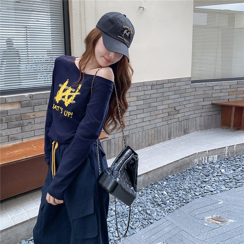 设计感露肩工装套装女2025秋季新款时尚洋气减龄显瘦阔腿裤两件套,女装套装/套裙,2C218