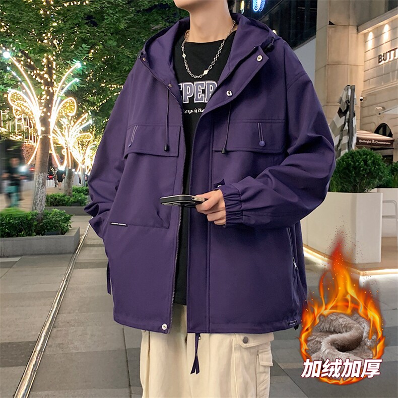 冲锋衣男外套加绒加厚工装夹克男宽松上衣服JK0233-P78加绒P88,男装夹克,星座308B-2