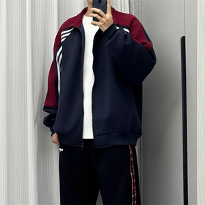 抖音得物高品质重磅26春装美式高街重磅织带拼接撞色立领卫衣外潮图片