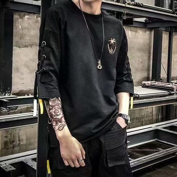 网图现货夏季男款短袖中长裤宽松五七分袖T恤男女半袖R477-P45,男装T恤,星座1005-4