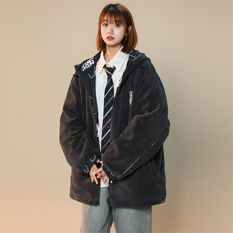 冬季学生羊羔绒棉衣中性风两面穿休闲外套男女8830-P115控价138,男装棉衣,电商A441-1