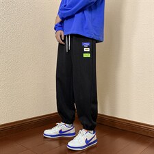 2024秋冬新款港风宽松撞色贴标束脚休闲裤运动裤K225-P40，男装休闲裤，星座914-3