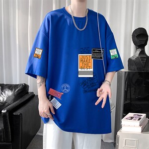 HT73121-P22 华夫格t恤男短袖男大码五分袖  短句风图片