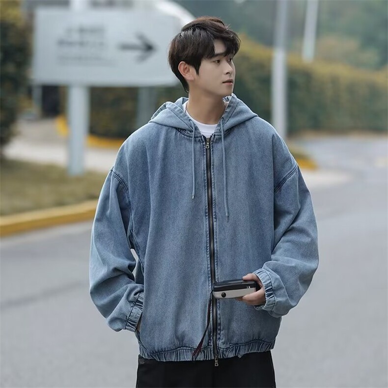 日系cityboy深色牛仔夹克男秋季新款宽松休上衣工装外套男YJ09,男装夹克,星座1116A-1（原606A）