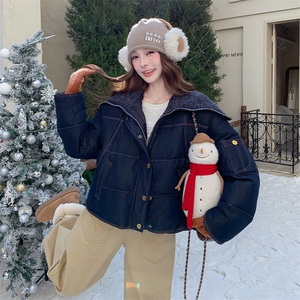 冬季新品 针织拼接天丝牛仔羽绒服女小个子A908P310K458图片