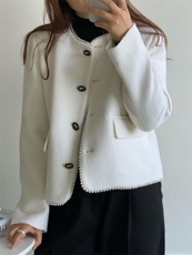 珍珠拼边小香外套，其它，土布鱼