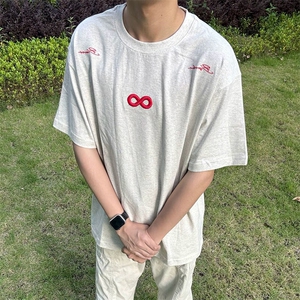 万针全刺绣解构设计260克重磅双纱纯棉高品质美式高街短袖T恤特35图片
