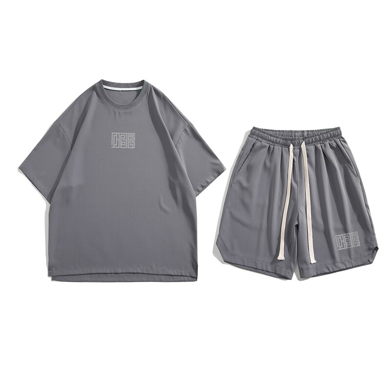白底2023夏季新款冰丝休闲运动套装TZ905P65-控88,男装休闲套装,电商A247-1