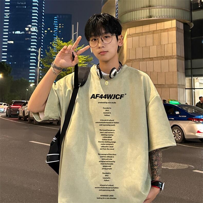 量大优供视频重磅麂皮绒短袖T恤男JPDX221-特P19,男装T恤,电商B367