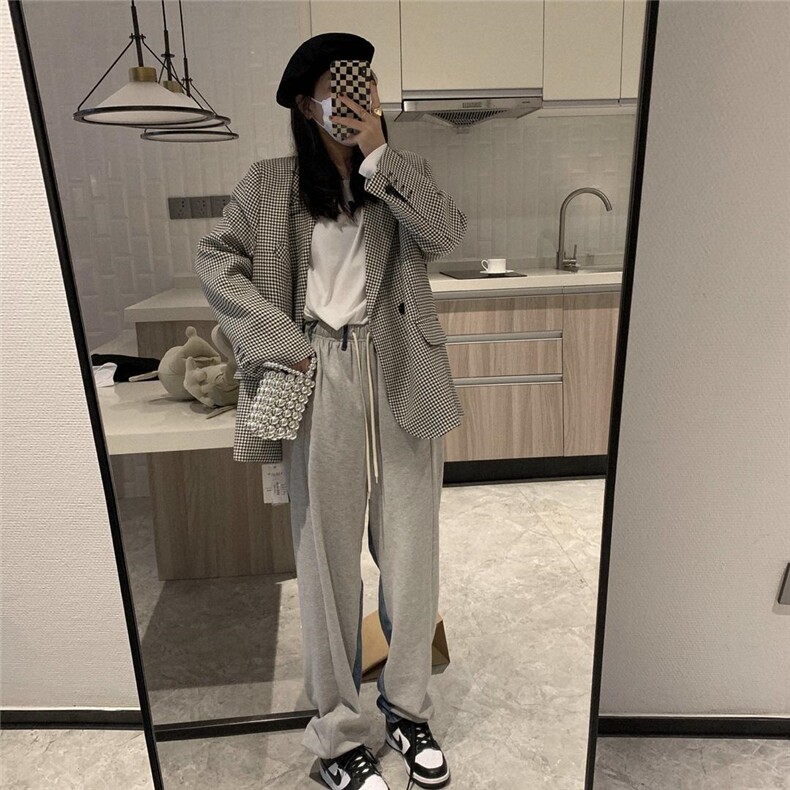 千鸟格西装，女装西装，XTZ style