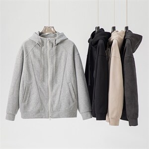 美式高级感连帽卫衣男2026潮牌复古高街oversiz开衫外套，女装短外套，星座914