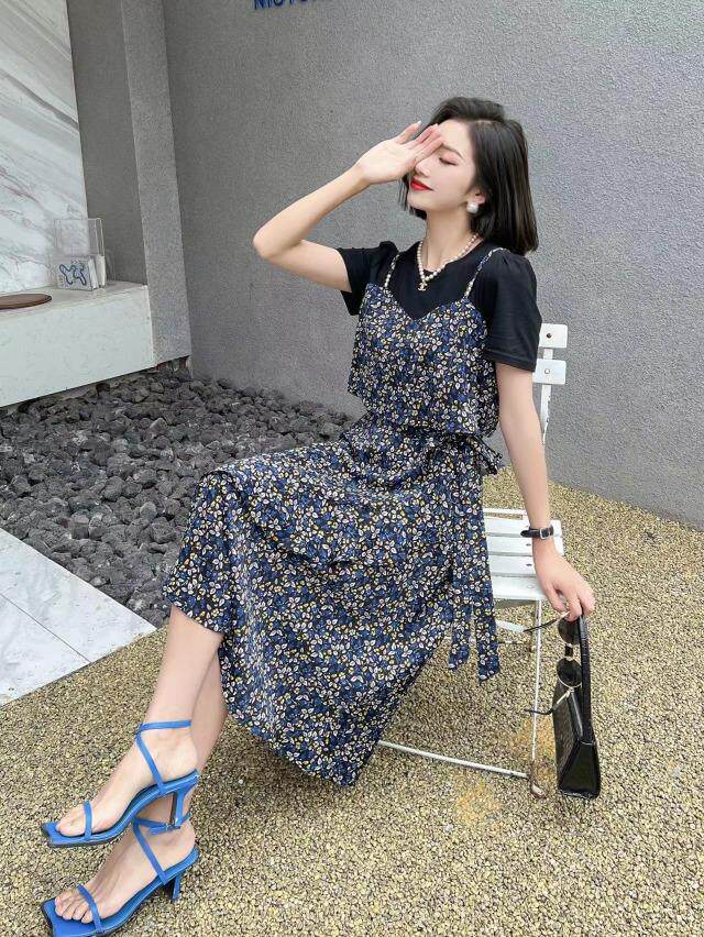 [现货]碎花连衣裙，气质显瘦，两色、四个尺码，女装连衣裙，依柏璐(1F)