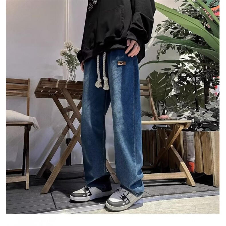 牛仔裤男港风宽松休闲直筒裤潮牌vibe高街复古工装长裤99033-P45,男装牛仔裤,星座1008