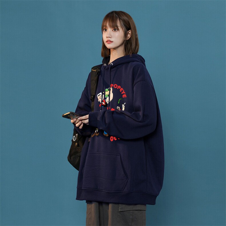 大力水手印花LOGO男女情侣潮牌连帽卫衣,男装卫衣,星座310A-4