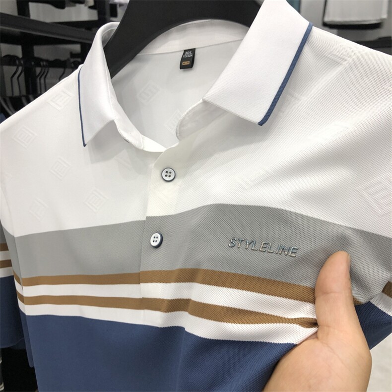 中年休闲男装翻领半袖T恤衫2023夏季新款男士polo衫薄款休闲上衣,男装Polo衫,电商B212（原钱塘6029）
