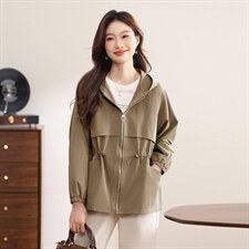 2026年春季连帽休闲百搭连衣裙，女装风衣，文熹诺