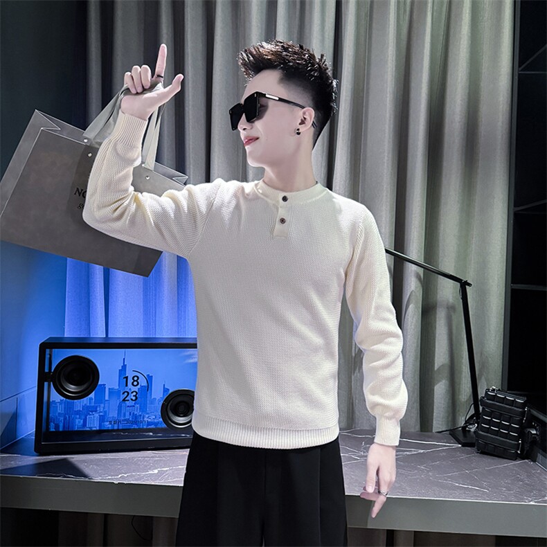 秋冬新款毛衣男套头亨利领针织衫A368-M815-P68图片