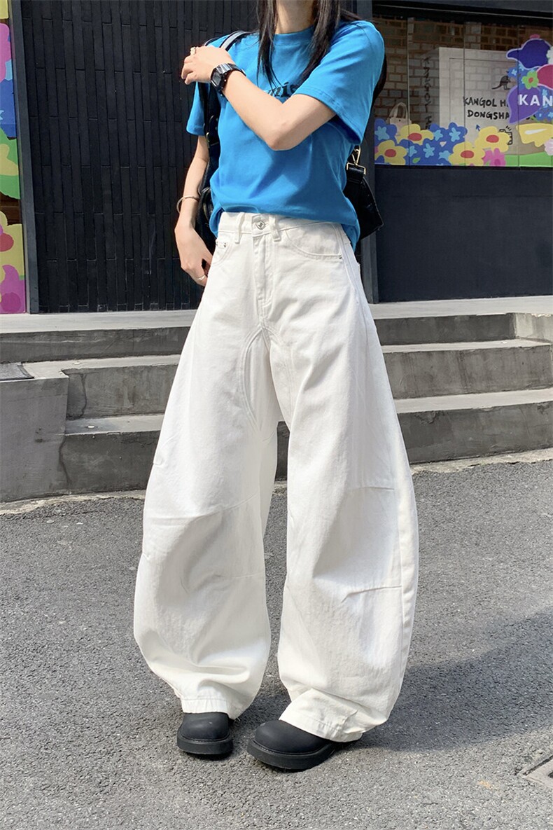 磨白夏季水洗裁片拼接弯刀牛仔裤男女宽松裤子潮流长裤YD9001-P65,男装牛仔裤,星座509