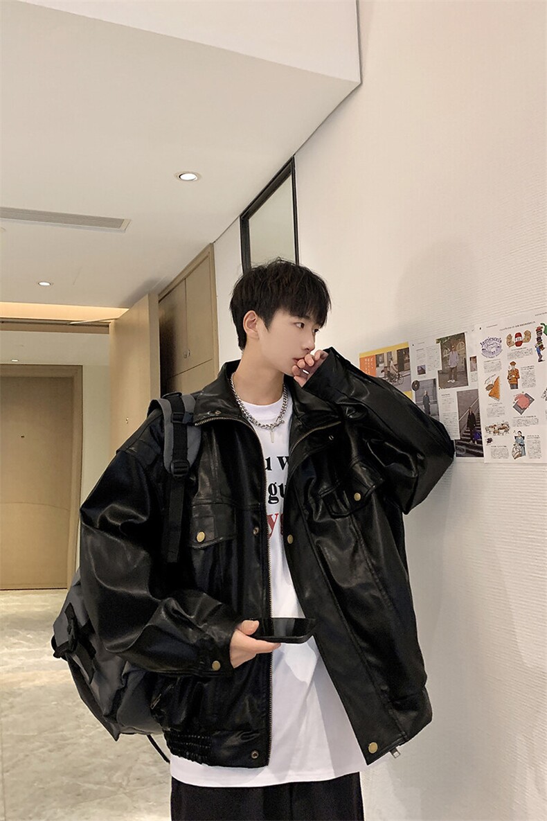 现货不缺货加棉加厚宽松皮衣时尚工装夹克1209-1-JK13J-P108,男装皮衣,星座1209-1