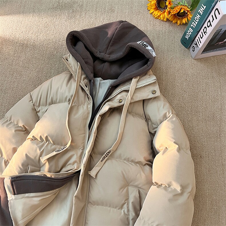 现货抖音得物供视频三防加厚羽绒假两件连帽棉衣外套棉服MY8062,男装棉衣,电商A486