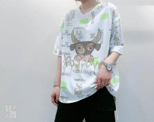 印花汤钻T恤，女装T恤，艾酷欧派